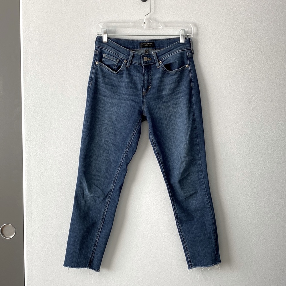 3 for $10 Banana Republic low rise girlfriend ankle jean medium wash raw hem